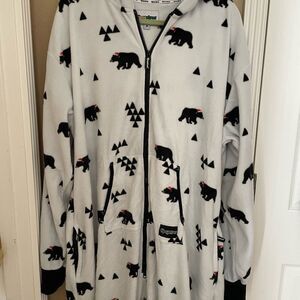 Tipsy Elves Black Bear Holiday Onesie 3X Bear Hood Pockets Excellent Condition